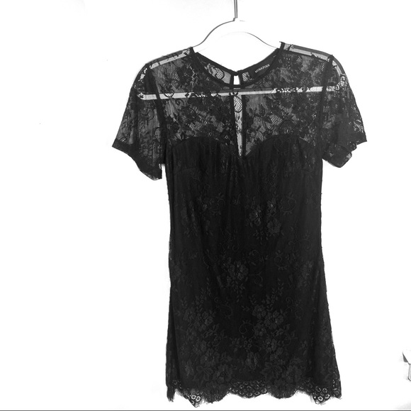MINKPINK secret romance lace scoop neck lace short dress black - Picture 8 of 10